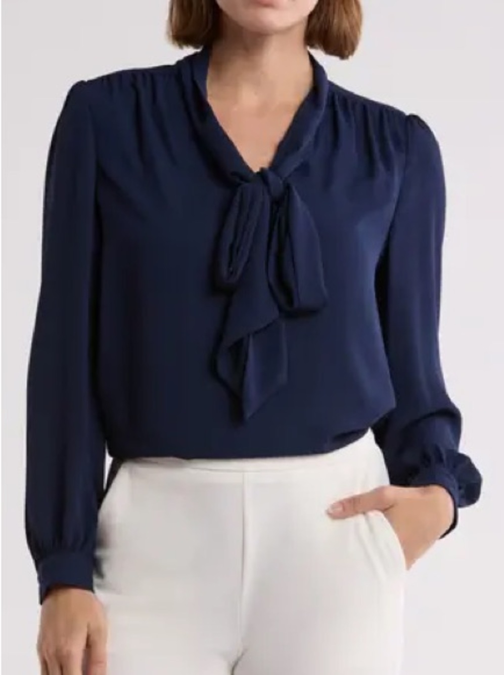 Gemma + Jane Nordstrom Neck Tie Georgette Top